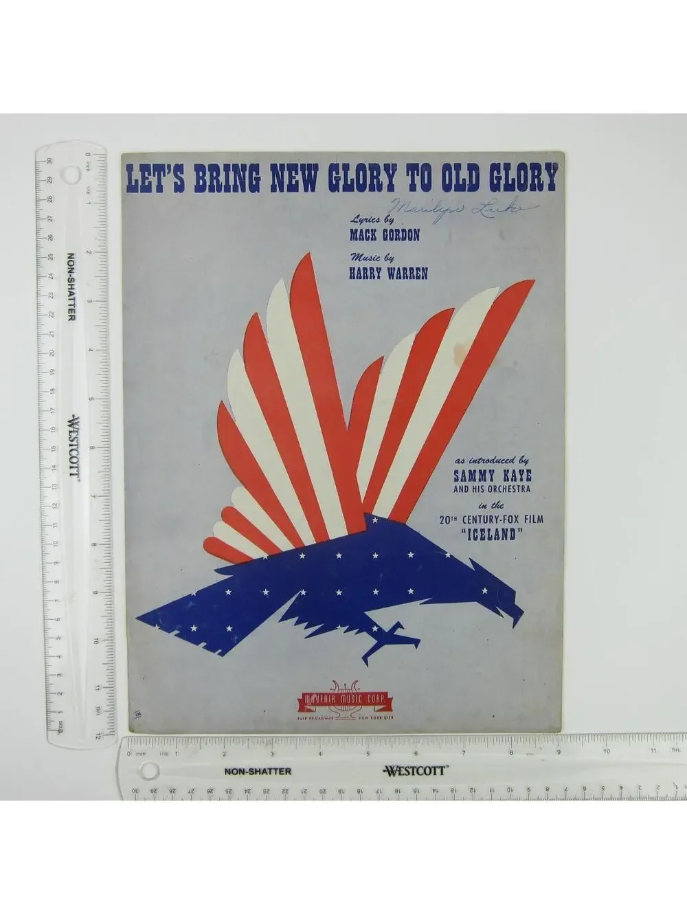 Sheet Music Let's Bring New Glory To Old Glory US Flag Film Iceland Vintage 1942